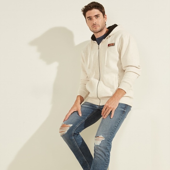 New GUESS Roy Fleece Sherpa Hoodie SZ S - Picture 4 of 9